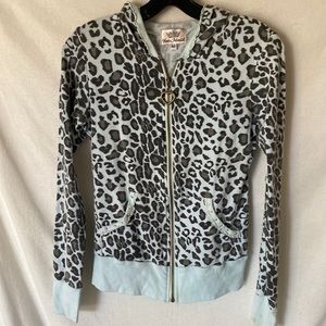 Yvette Mandell Aqua Cheetah Hoodie w/rhinestones